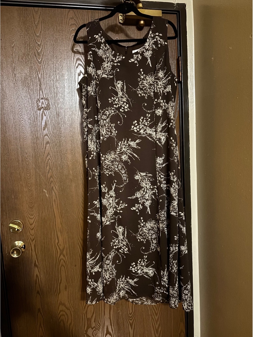 Vintage 90‘s Brown Floral Maxi Dress Fall- Size 18